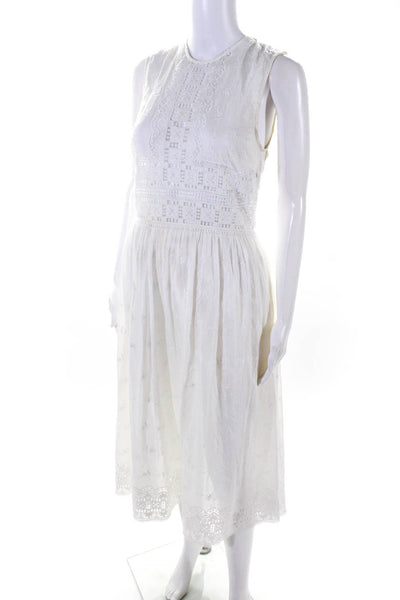 Zimmermann Womens Cotton Textured Sleeveless Zipped Maxi Dress White Size 1