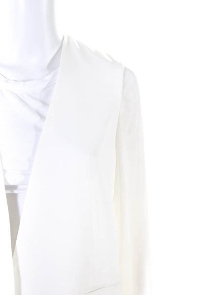 Judith & Charles Womens Long Open Front Blazer Jacket Winter White Size 8