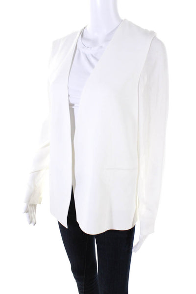 Judith & Charles Womens Long Open Front Blazer Jacket Winter White Size 8