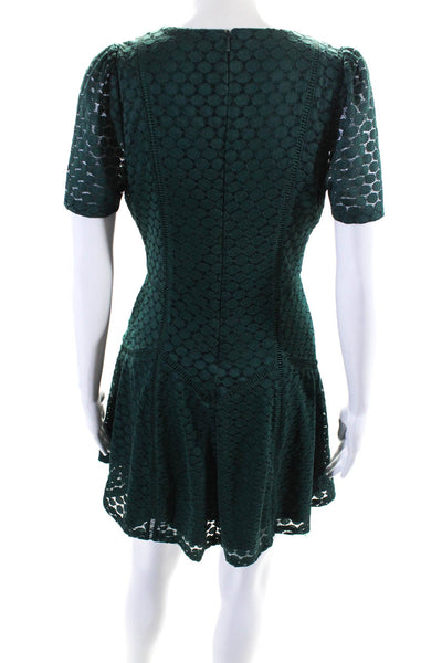 Ali & Jay Womens Dark Green Lace Crew Neck Short Sleeve Shift Dress Size M