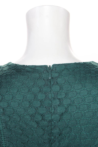 Ali & Jay Womens Dark Green Lace Crew Neck Short Sleeve Shift Dress Size M