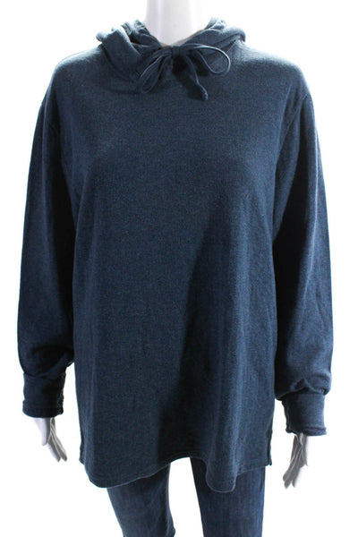 Vince Womens Dark Blue Cotton Blend Long Sleeve Pullover Hoodie Top Size L