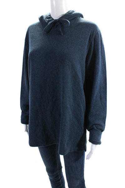 Vince Womens Dark Blue Cotton Blend Long Sleeve Pullover Hoodie Top Size L