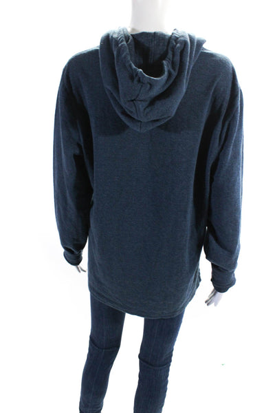 Vince Womens Dark Blue Cotton Blend Long Sleeve Pullover Hoodie Top Size L