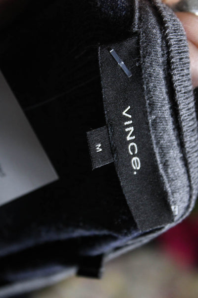 Vince Mens Casual Henley Crewneck Long Sleeve Rib Knit Top Gray Size Medium