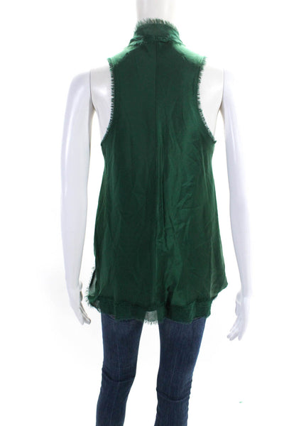 Ramy Brook Women's V-Neck Sleeveless Wrap Tank Top Green Size L