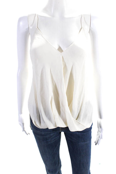 Theory Women's V-Neck Spaghetti Straps High Low Hem Silk Tank Top Cream Size M