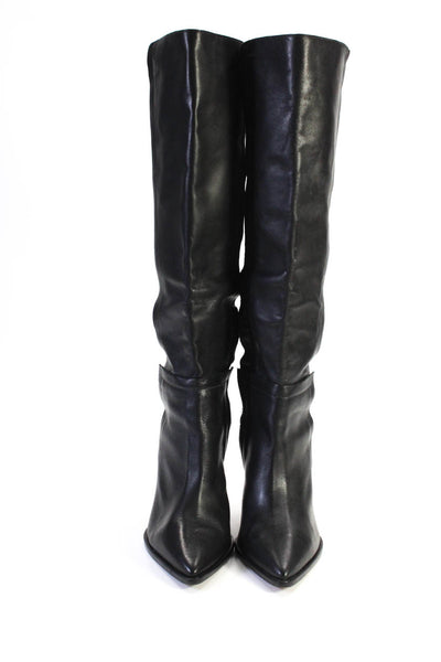 Loeffler Randall Womens Point Toe Knee High Leather Boots Black Size 10