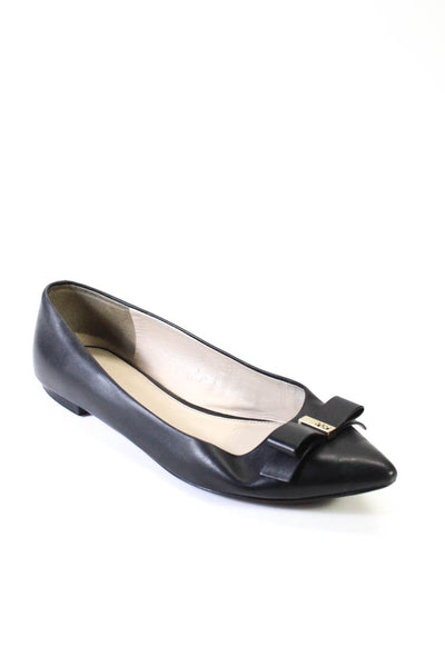 Cole Haan Womens Leather Bow Pointed Toe Ballet Flats Black Size 10