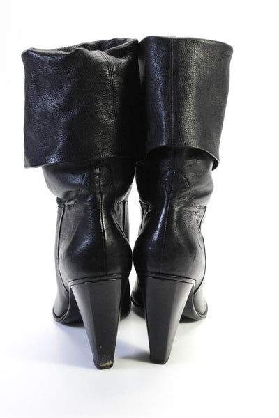 Via Spiga Womens Chunky Heel Pointed Toe Fold Over Boots Black Size 10
