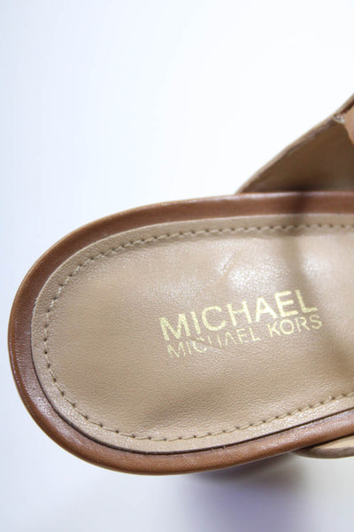 Michael Michael Kors Womens Block Heel Platform Cross Strap Sandals Brown 7.5