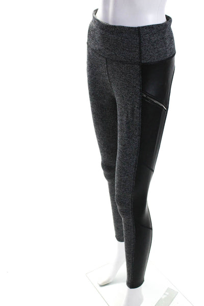 Athleta Womens Patchwork Elastic Waist Zipped Slip-On Leggings Gray Size S