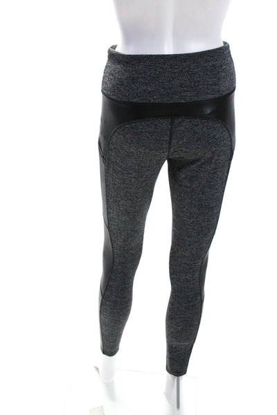 Athleta Womens Patchwork Elastic Waist Zipped Slip-On Leggings Gray Size S