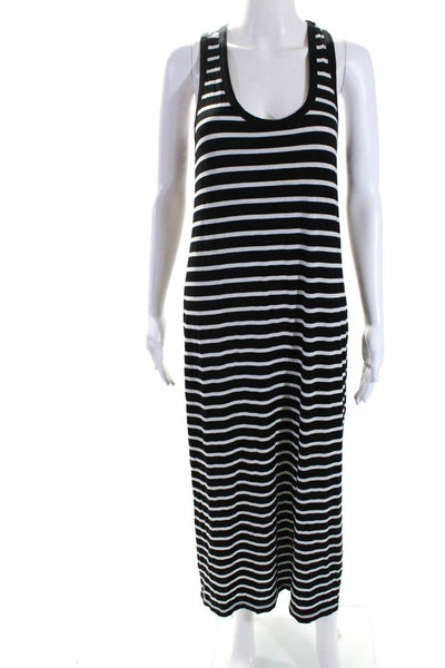 J Crew Womens Striped Print Sleeveless Scoop Neck Slit Tank Dress Black Size S