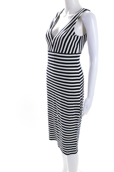 Cupcakes And Cashmere Womens Striped V-Neck Sleeveless Midi Dress White Size S