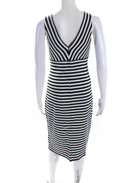 Cupcakes And Cashmere Womens Striped V-Neck Sleeveless Midi Dress White Size S