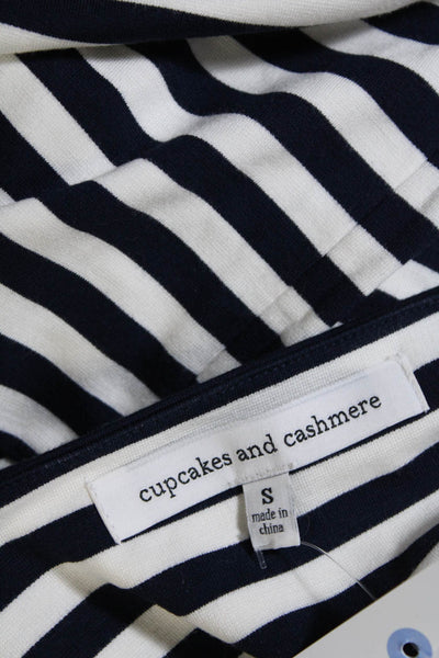 Cupcakes And Cashmere Womens Striped V-Neck Sleeveless Midi Dress White Size S