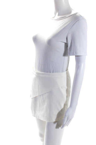 Michelle Mason Womens Asymmetrical Faux Wrap Mini Skirt Bright White Size 0