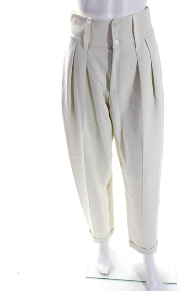 Ralph Lauren Purple Label Womens High Waist Tapered Dress Pants White Size 4
