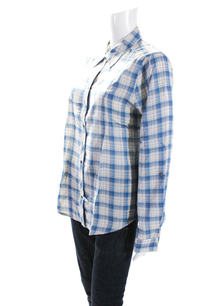 Joie Womens Long Sleeve Collared Button Down Top Blue Size Medium