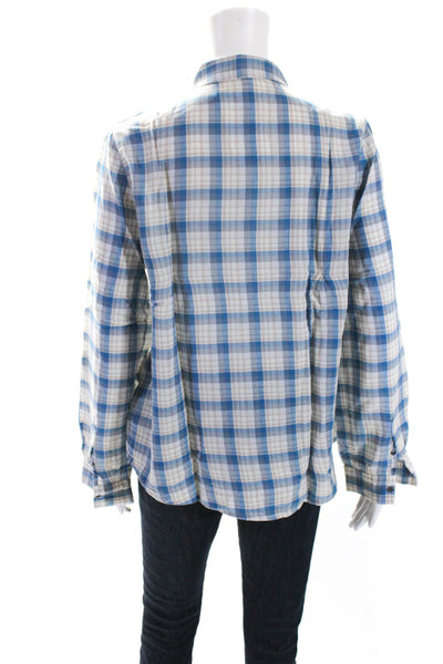 Joie Womens Long Sleeve Collared Button Down Top Blue Size Medium