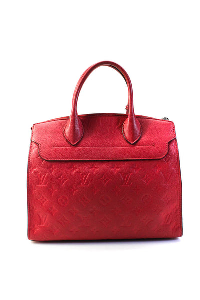 Louis Vuitton Womens Monogram Empreinte Pont Neuf MM Satchel Handbag Red