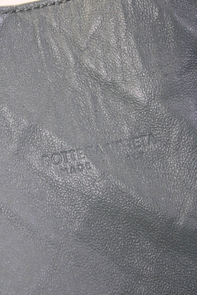 Bottega Veneta Womens Lambskin Large Cabat Tote Handbag Teal Gray