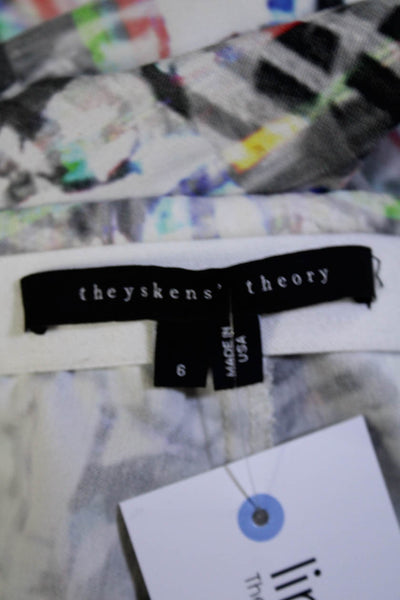 Theyskens Theory Womens Abstract Print High Rise Skinny Pants White Size 6