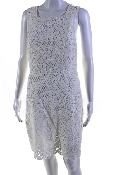 Yoana Baraschi Womens Crew Neck Lace Sleeveless Sheath Dress White Size 6