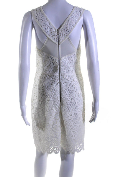 Yoana Baraschi Womens Crew Neck Lace Sleeveless Sheath Dress White Size 6