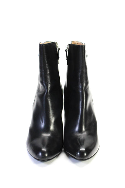 Longchamp Womens Leather Zip Up High Heel Ankle Boots Black Size 40