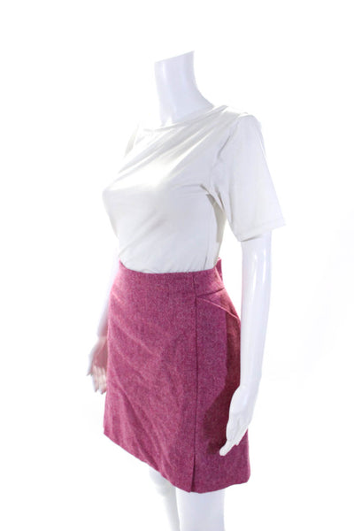 Boden Womens Wool Herringbone Print Zipped Darted A-Line Skirt Pink Size 10R