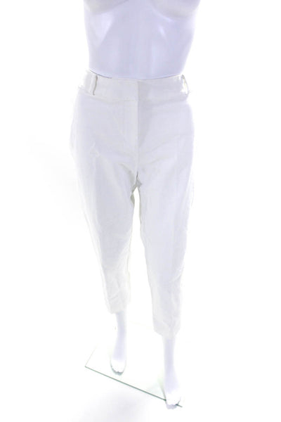 Kate Spade Womens Cotton Hook & Eye Zipped Tapered Leg Pants White Size 10