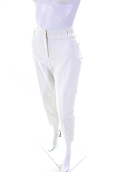 Kate Spade Womens Cotton Hook & Eye Zipped Tapered Leg Pants White Size 10