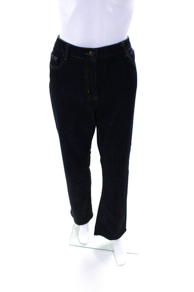 Boden Womens Cotton Dark Washed Zipped Straight Leg Buttoned Jeans Blue Size 10