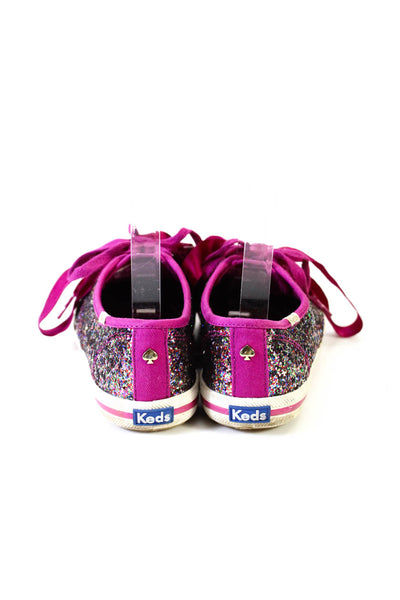 Keds x Kate Spade Womens Glitter Print Bow Tied Lace-Up Sneakers Purple Size 6