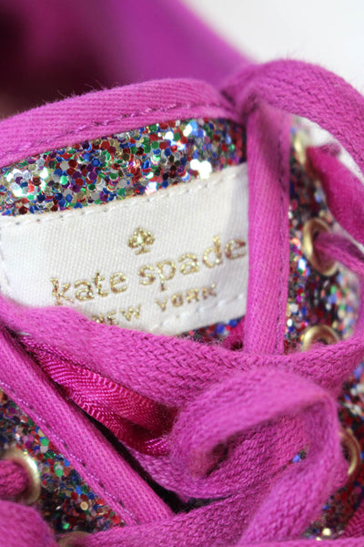 Keds x Kate Spade Womens Glitter Print Bow Tied Lace-Up Sneakers Purple Size 6