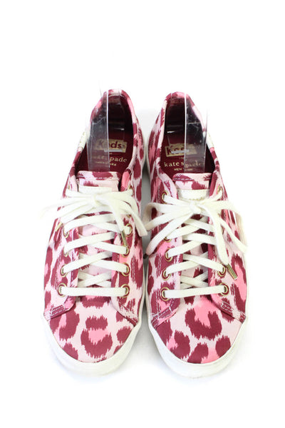 Keds x Kate Spade Womens Animal Print Round Toe Lace-Up Sneakers Pink Size 6