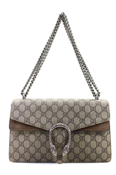 Gucci Womens Dionysus GG Supreme Small Chain Shoulder Bag Brown