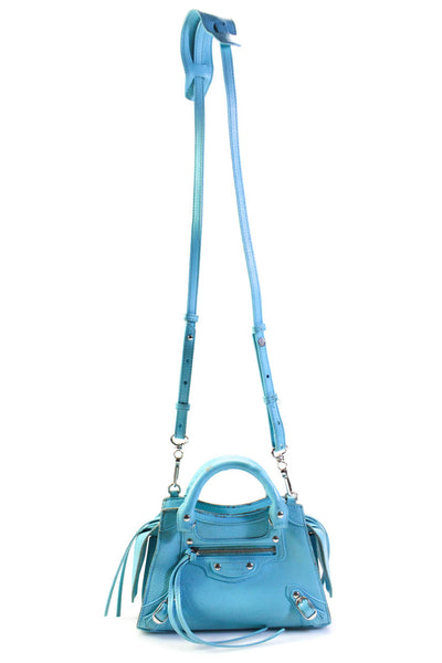 Balenciaga Womens Neo Classic Mini Top Handle Bag Crossbody Handbag Sky Blue