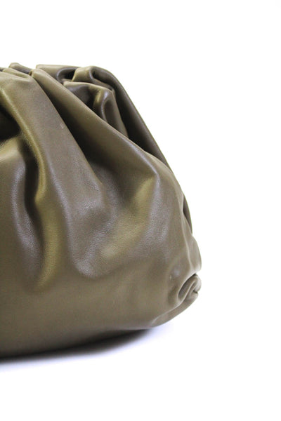 Bottega Veneta Womens The Pouch Hinged Leather Clutch Handbag Dark Olive Green