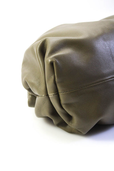 Bottega Veneta Womens The Pouch Hinged Leather Clutch Handbag Dark Olive Green