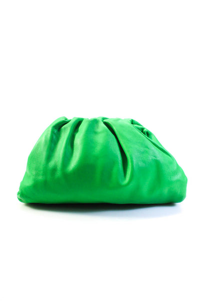 Bottega Veneta Womens The Pouch Hinged Leather Clutch Handbag Bright Green