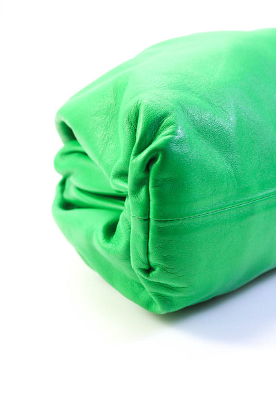 Bottega Veneta Womens The Pouch Hinged Leather Clutch Handbag Bright Green