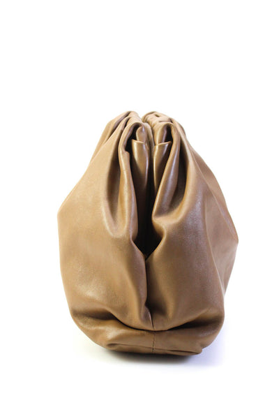 Bottega Veneta Womens The Pouch Hinged Leather Clutch Handbag Brown