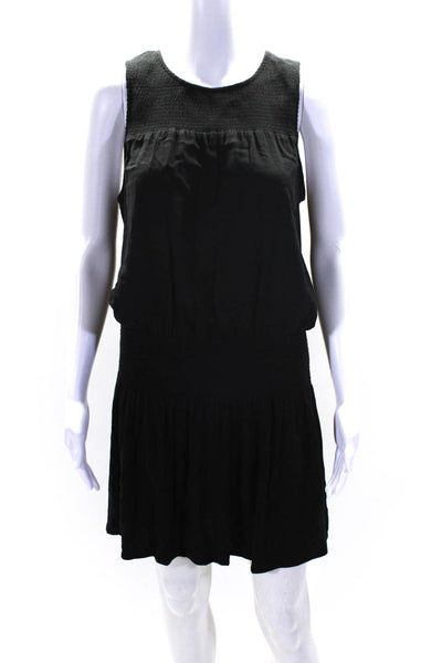 Soft Joie Womens Sleeveless Scoop Neck Smocked Shift Dress Black Size Small