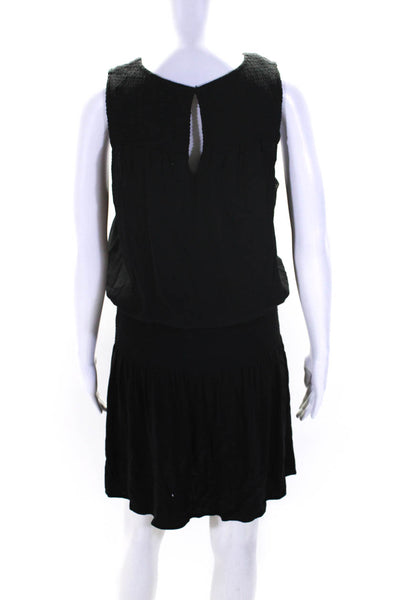 Soft Joie Womens Sleeveless Scoop Neck Smocked Shift Dress Black Size Small