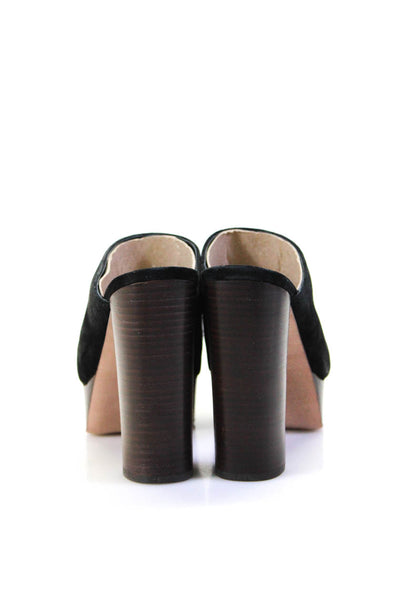 Veronica Beard Womens Block Heel Platform Mules Pumps Black Suede Size 7.5