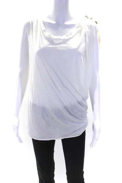 3.1 Phillip Lim Womens Sleeveless Scoop Neck Embellished Shirt White Size Medium