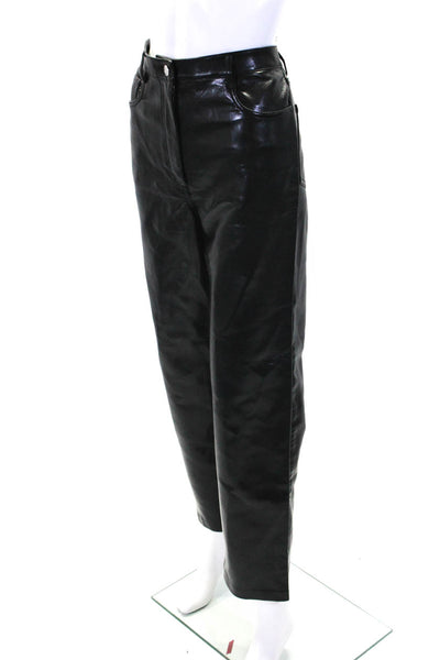 Wilfred Womens Black Vegan Leather High Rise Straight Leg Pants Size 8